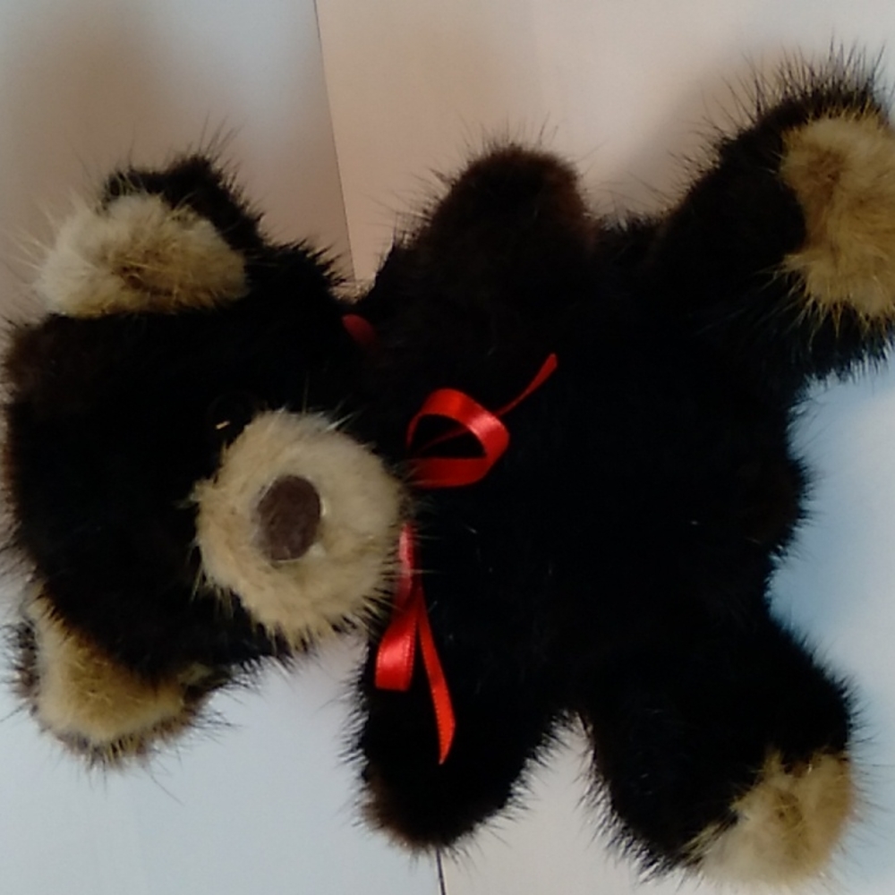 Vintage MINK 6" teddy bear "Rare Bear" authentic mink fur brown and tan